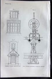 Beeton 1870 Antique Print. Domestic Gothic Architecture 40