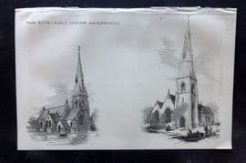 Beeton 1870 Antique Print. Early English Architecture 47