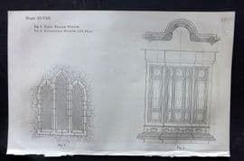 Beeton 1870 Antique Print. Early English & Elizabethan Window 48