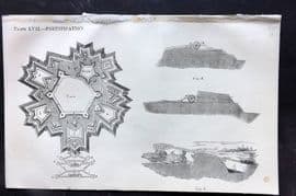 Beeton 1870 Antique Print. Fortification 57