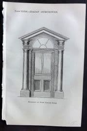 Beeton 1870 Antique Print. Italian Architecture - Elevation of a Door 72