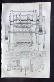 Beeton 1870 Antique Print. Jacquard Perforating Machine 68