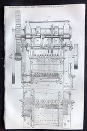 Beeton 1870 Antique Print. Jacquard Perforating Machine 69