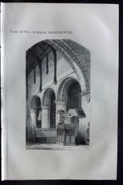 Beeton 1870 Antique Print. Norman Architecture 97
