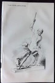 Beeton 1870 Antique Print. Sulpture 117