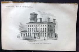 Beeton 1870 Print. Italian Architecture - Public Asylum with Campanile Tower 73