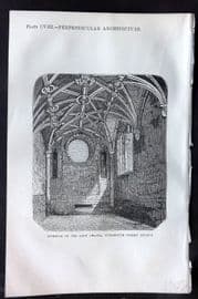 Beeton 1870 Print. Perpendicular Architecture. Lady Chapel, Tynemouth Priory 108