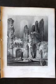 Billings C1850 Antique Print. Aberbrothoc Abbery, West Wing, Scotland