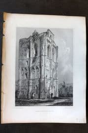 Billings C1850 Antique Print. Cambuskenneth Tower, Scotland