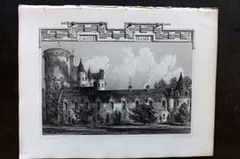 Billings C1850 Antique Print. Castle Fraser East, Aberdeenshire, Scotland