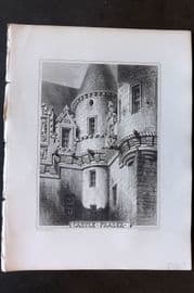 Billings C1850 Antique Print. Castle Fraser. Aberdeenshire, Scotland