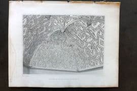 Billings C1850 Antique Print. Ceiling in Moray House, Edinburgh, Scotland