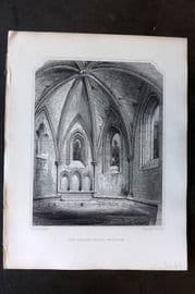 Billings C1850 Antique Print. Chapter House, Inchcolm, Scotland