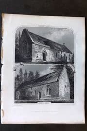 Billings C1850 Antique Print. Church of Foulis Easter, Scotland