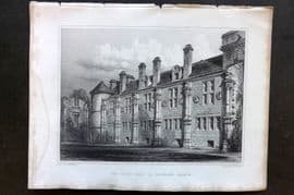 Billings C1850 Antique Print. Court Yard of Falkland Palace, Scotland