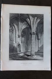Billings C1850 Antique Print. Crossraguel Abbey, Chapter House, Scotland