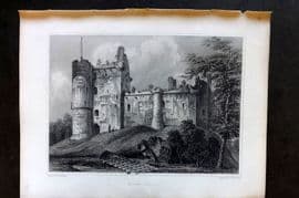 Billings C1850 Antique Print. Doune Castle, Scotland