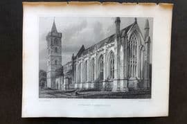 Billings C1850 Antique Print. Dunblane Cathedral S.E, Scotland