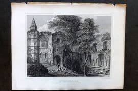 Billings C1850 Antique Print. Dunfermline Palace, Hall Abbey Gateway, Scotland
