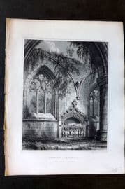 Billings C1850 Antique Print. Dunkeld Cathedral, South Aisle. Scotland