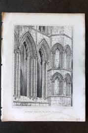 Billings C1850 Antique Print. Eastern Windows of Elgin Cathedral, Scotland