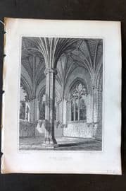 Billings C1850 Antique Print. Elgin Cathedral The Chapter House, Scotland