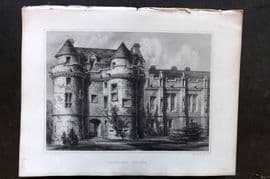 Billings C1850 Antique Print. Falkland Palace, Scotland