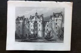 Billings C1850 Antique Print. Fyvie Castle, Scotland