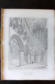 Billings C1850 Antique Print. Glasgow Cathedral, Choir Looking East, Scotland