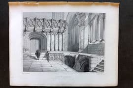 Billings C1850 Antique Print. Glasgow Cathedral, Choir Screen, Scotland