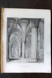 Billings C1850 Antique Print. Glasgow Cathedral, Lady Chapel, Scotland