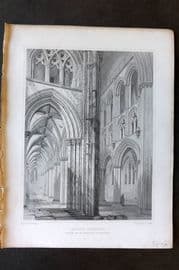 Billings C1850 Antique Print. Glasgow Cathedral, Nave and South Aisle, Scotland
