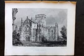 Billings C1850 Antique Print. Haddington Church S.W, Scotland