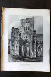 Billings C1850 Antique Print. Haddington Church View across Transept, Scotland