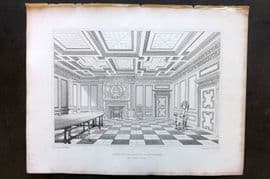 Billings C1850 Antique Print. Herriots Hospital Council Room, Edinburgh, Scotland