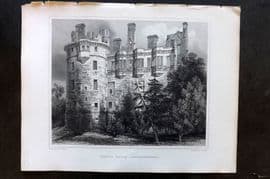 Billings C1850 Antique Print. Huntley Castle, Aberdeenshire, Scotland