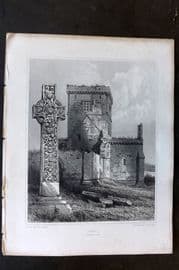 Billings C1850 Antique Print. Iona, Western View, Scotland