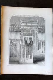 Billings C1850 Antique Print. Kings College Chapel, Aberdeen, Scotland
