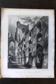 Billings C1850 Antique Print. Nave of Dunkeld Cathedral, Scotland