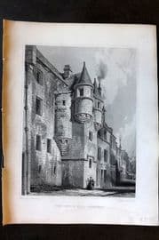 Billings C1850 Antique Print. School Hill, Aberdeen, Scotland