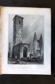 Billings C1850 Antique Print. St. Andrews. Church of the St. Regulus, Scotland