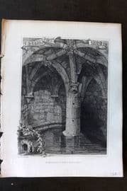 Billings C1850 Antique Print. St. Margarets Well, Restalrig, Scotland