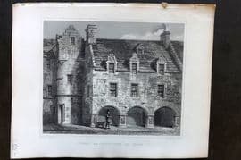 Billings C1850 Antique Print. Street Architecture at Elgin, Scotland