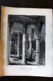 Billings C1850 Print Aberbrothoc Abbey, Gallery over Western Entrance, Scotland