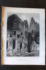 Billings C1850 Print Dryburgh Abbey The Chapter House & South Transept Scotland