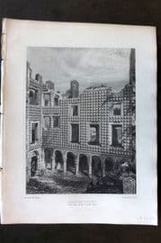 Billings C1850 Print. Crichton Castle, East side of the Court Yard, Scotland