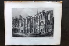 Billings C1850 Print. Dunfermline Abbey, South side of the Refectory, Scotland