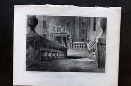 Billings C1850 Print. Glasgow University Staircase in the Outer Court, Scotland