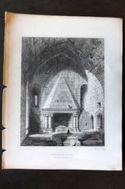 Billings C1850 Print. Nortwick Castle, Interior of the Great Wall, Scotland