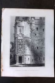 Billings C1850 Print. Principal Doorway Huntley Castle, Aberdeenshire, Scotland